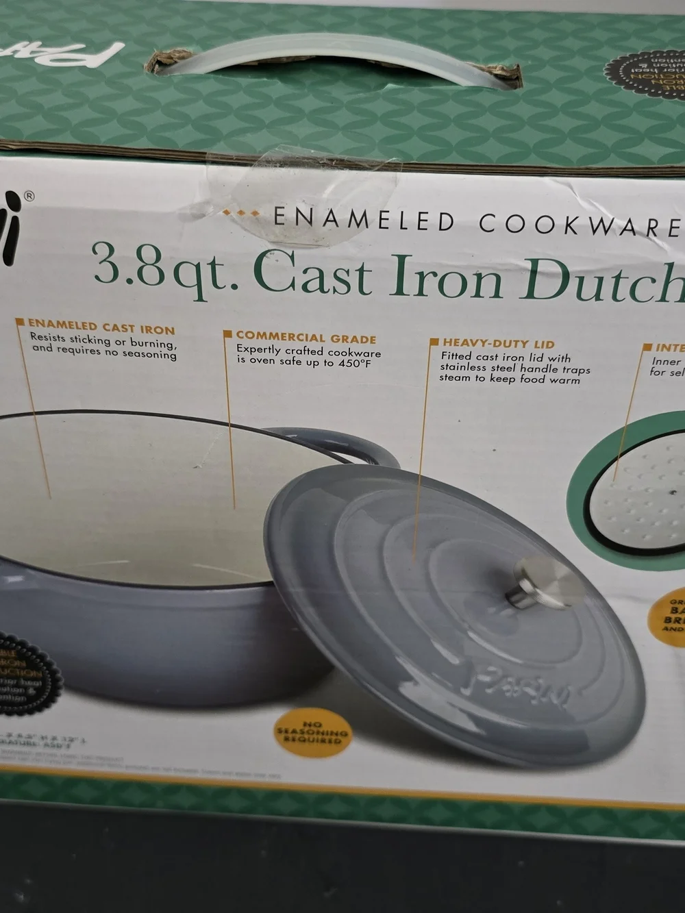 3.8 Qt Cast Iron Dutch Oven - Light Blue